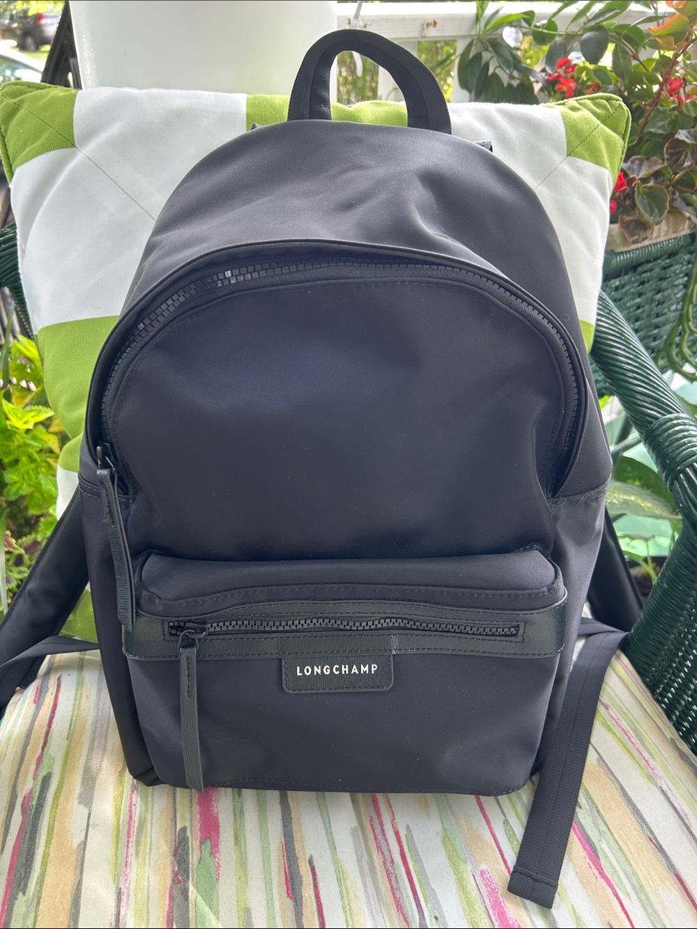 Longchamp Black Nylon Compact Backpack